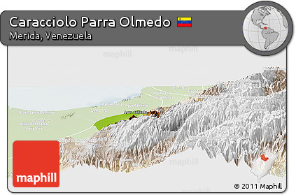 Physical Panoramic Map of Caracciolo Parra Olmedo, lighten