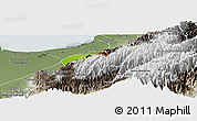 Physical Panoramic Map of Caracciolo Parra Olmedo, semi-desaturated