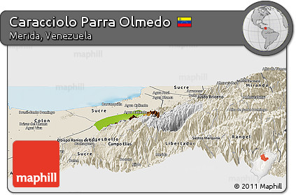 Physical Panoramic Map of Caracciolo Parra Olmedo, shaded relief outside