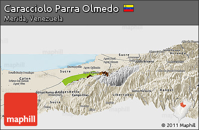 Physical Panoramic Map of Caracciolo Parra Olmedo, shaded relief outside