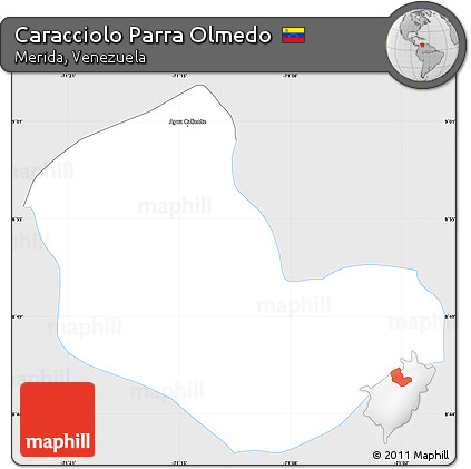Silver Style Simple Map of Caracciolo Parra Olmedo, single color outside