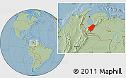 Savanna Style Location Map of Merida, hill shading