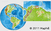 Physical Location Map of Sucre, highlighted parent region, within the entire country