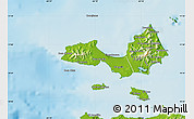 Physical Map of Peninsula de Macanao