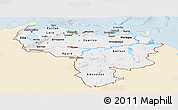 Classic Style Panoramic Map of Venezuela, single color outside