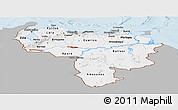 Gray Panoramic Map of Venezuela, single color outside