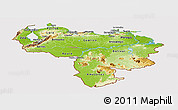 Physical Panoramic Map of Venezuela, cropped outside