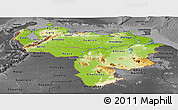 Physical Panoramic Map of Venezuela, darken, desaturated