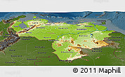 Physical Panoramic Map of Venezuela, darken