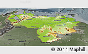 Physical Panoramic Map of Venezuela, darken, semi-desaturated