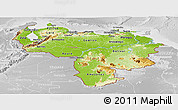 Physical Panoramic Map of Venezuela, lighten, desaturated