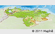 Physical Panoramic Map of Venezuela, lighten, land only
