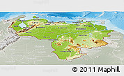 Physical Panoramic Map of Venezuela, lighten, semi-desaturated, land only