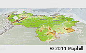 Physical Panoramic Map of Venezuela, lighten, semi-desaturated