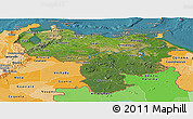 Satellite Panoramic Map of Venezuela, political shades outside, satellite sea