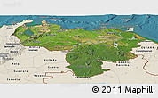 Satellite Panoramic Map of Venezuela, shaded relief outside, satellite sea