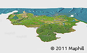 Satellite Panoramic Map of Venezuela, single color outside