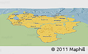 Savanna Style Panoramic Map of Venezuela, single color outside