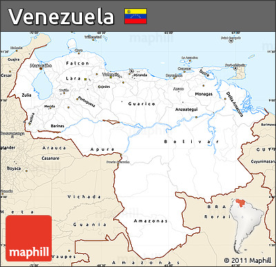 Classic Style Simple Map of Venezuela