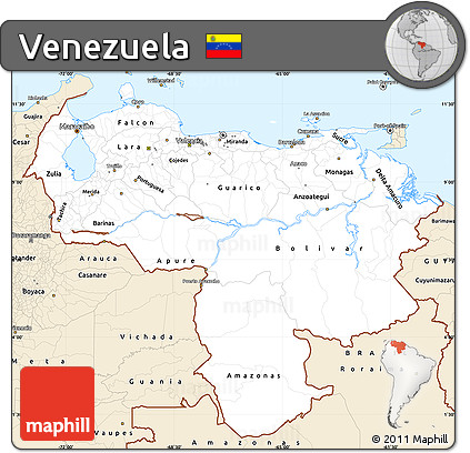 Classic Style Simple Map of Venezuela