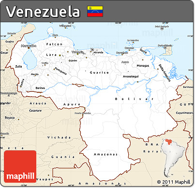 Classic Style Simple Map of Venezuela