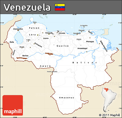 Classic Style Simple Map of Venezuela, single color outside