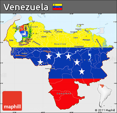 Flag Simple Map of Venezuela, single color outside