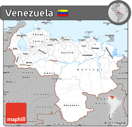 Gray Simple Map of Venezuela