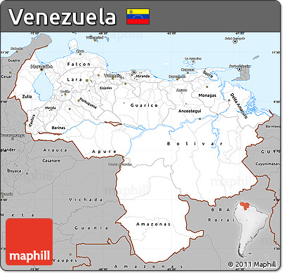 Gray Simple Map of Venezuela