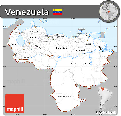 Gray Simple Map of Venezuela, single color outside