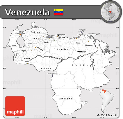 Silver Style Simple Map of Venezuela, cropped outside