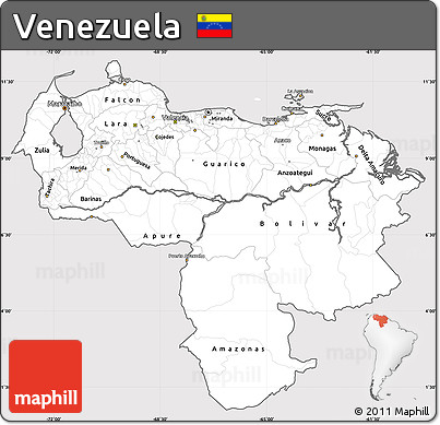 Silver Style Simple Map of Venezuela, cropped outside