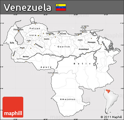 Silver Style Simple Map of Venezuela, cropped outside