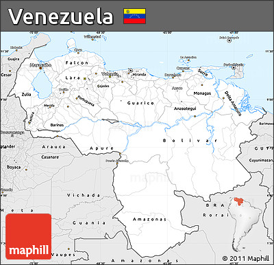 Silver Style Simple Map of Venezuela