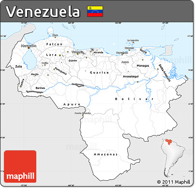 Silver Style Simple Map of Venezuela, single color outside