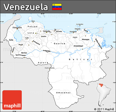 Silver Style Simple Map of Venezuela, single color outside