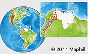 Physical Location Map of Guasimos, highlighted country, highlighted parent region, within the entire country