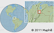 Savanna Style Location Map of Guasimos, highlighted parent region, hill shading