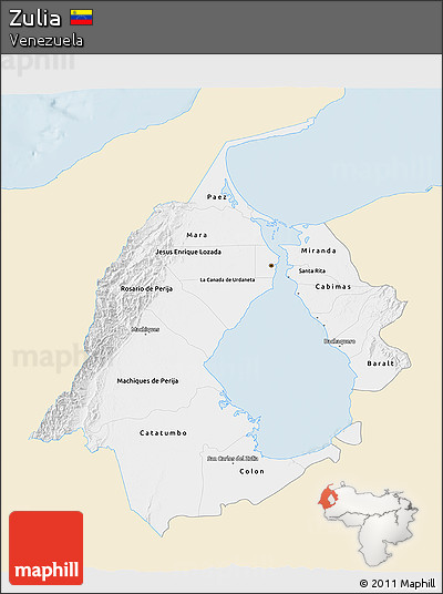 Classic Style 3D Map of Zulia, single color outside