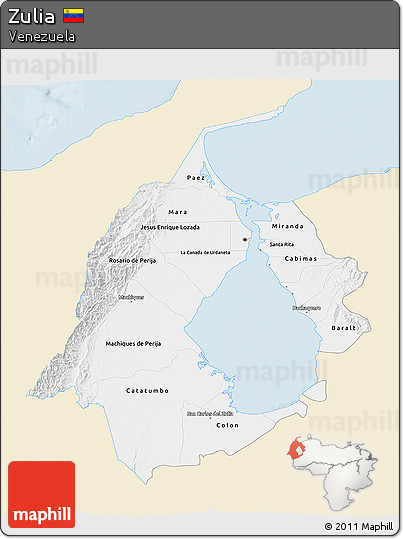 Classic Style 3D Map of Zulia, single color outside