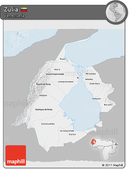 Gray 3D Map of Zulia, single color outside