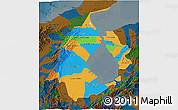Political 3D Map of Zulia, darken