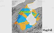 Political 3D Map of Zulia, desaturated
