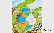 Political 3D Map of Zulia, physical outside