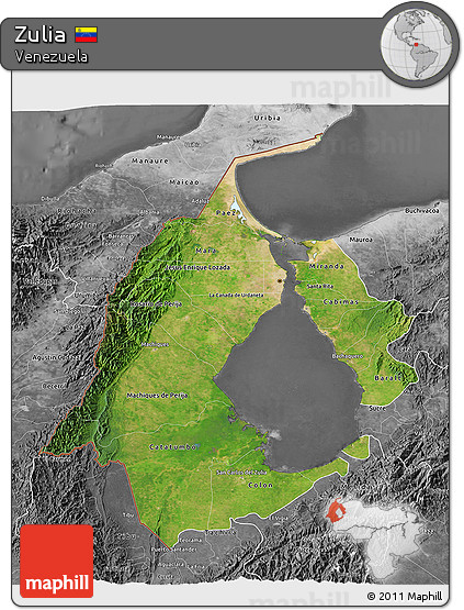 Satellite 3D Map of Zulia, desaturated