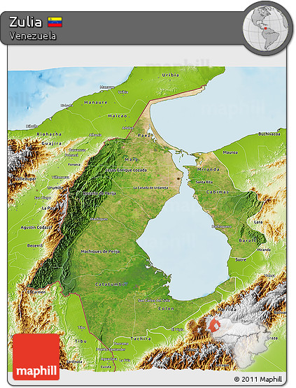 Satellite 3D Map of Zulia, physical outside