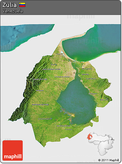 Satellite 3D Map of Zulia, single color outside