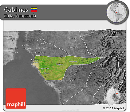 Satellite 3D Map of Cabimas, desaturated