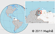 Gray Location Map of Cabimas, highlighted country, highlighted parent region
