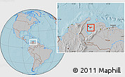 Gray Location Map of Cabimas, hill shading